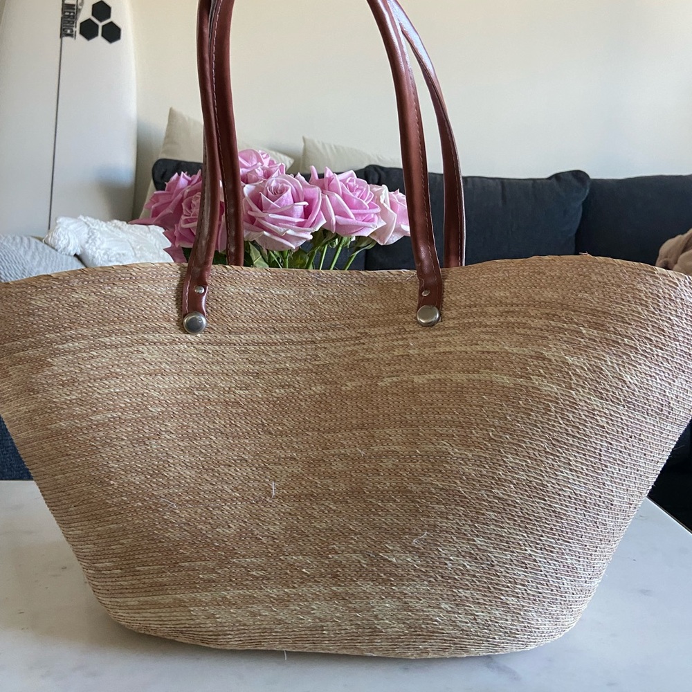 Huge straw bag beach farmers market tote